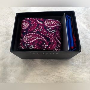 Men’s NWT Ted Baker London Silk Tonal Paisley Tie & Pocket Square Set